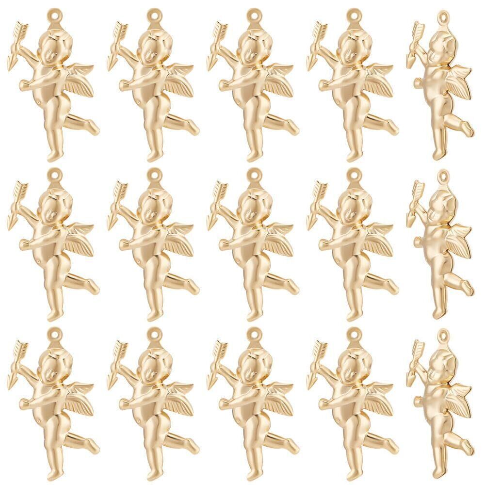 6953 1 Box 30Pcs Cupid Charms 24K Gold Plated Guardian Love Cherub Charms